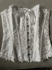 White Victorian Style Corset Top , Front Fastening And Back Tie Closure