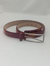 Berge Belt Made in Italy Genuine Leather Slim 35'' Snake Skin Pattern Red Orange