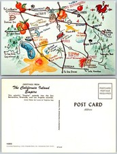 California Inland Empire Illustrated Map Postcard