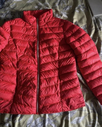 Red down feather puffer - feather,