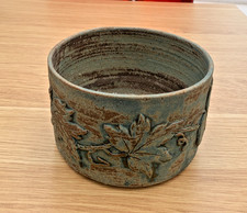 Rustic Green & Brown Vine Leaf JOYCE ADAMS, Essex  Studio Art Pottery  Planter