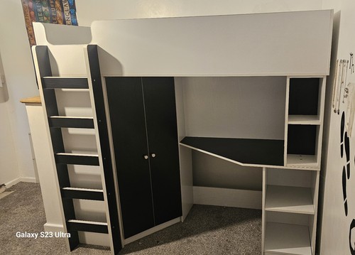 Cabin bed with built - with, desk