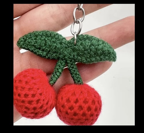 Handmade crochet cherry - handmade,