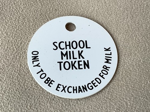 Vintage school milk token - school,