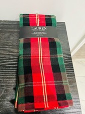 Ralph Lauren Red and  Green Tartan Plaid 2 Pack Tea Towel - CHRISTMAS