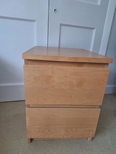 IKEA Malm Beech Veneer Chest of 2 Bedside drawers 40cms × 55cms Good Condition