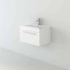 Bathroom Vanity Unit Basin Sink Slim Wall Hung Furniture 500mm White