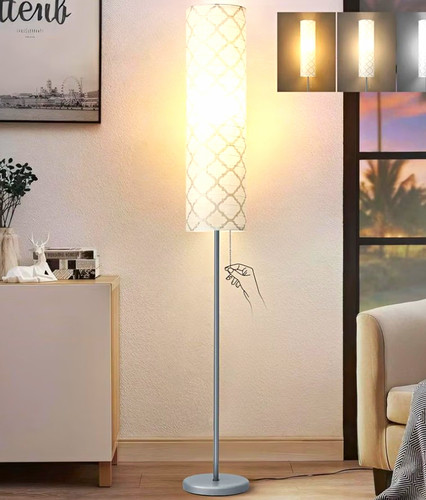 Silver floor lamp - lamp, white