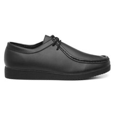 Beckett Mens Shoes Black Adults Lace Up Leather Wallabee Wallaby Work SIZE