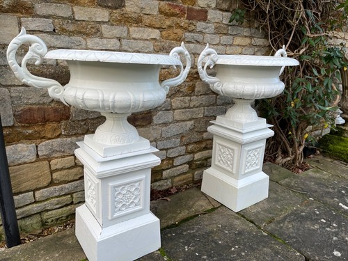Pair cast iron - cast, urns