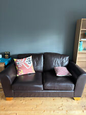 M & S Urbino  3 Seat Sofa and Chair Chocolate Brown Leather Great Used Condition