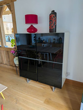 Calligaris Gloss Black & White Tall Sideboard High Cabinet Storage Italian Style