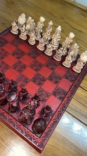 Vintage 1970's Alice In Wonderland Resin Chess Set, Stunning!