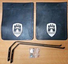 Genuine V.A.G. VW Beetle Type 1 Black Rear Mudflaps with White Wolfsburg Crest 