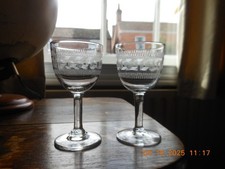 A pair of Antique Hand Blown Edwardian Stemmed Sherry Glasses Circa 1910