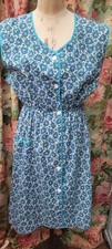 Vintage  1950s Full Pinny Apron  Dress Paisley Flowers Cotton 