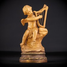 Angel Sculpture | French Terracotta Cherub Statue | Antique Putto Figure | 11.4"