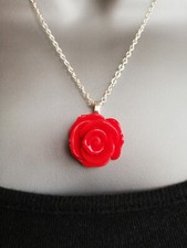 Red Rose Necklace Chunky