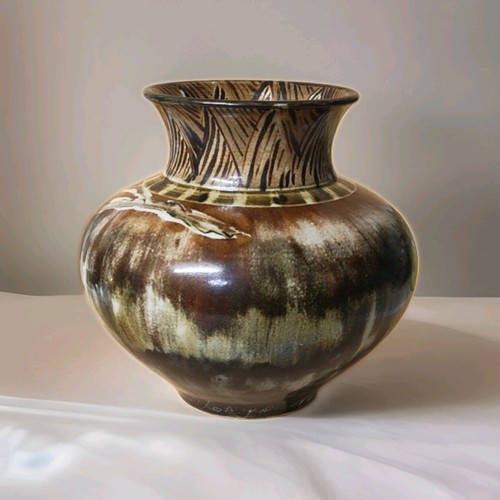 Signed craft pottery vase - craft,