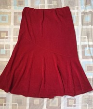 Bonmarche Wine Red Elasticated Soft Touch Flared Midi Skirt - Size 14