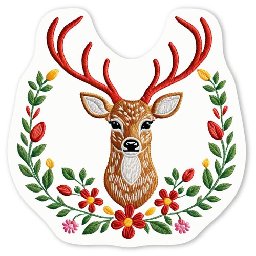 Folk style stag head white - 'folk,