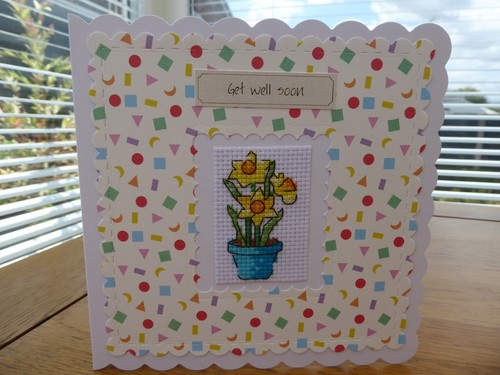 Completed cross stitch - card,
