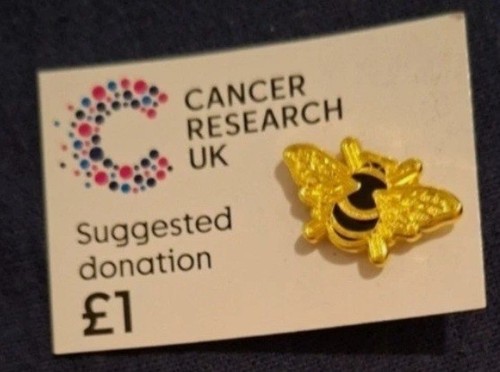 Cancer research gold bee pin - bee,