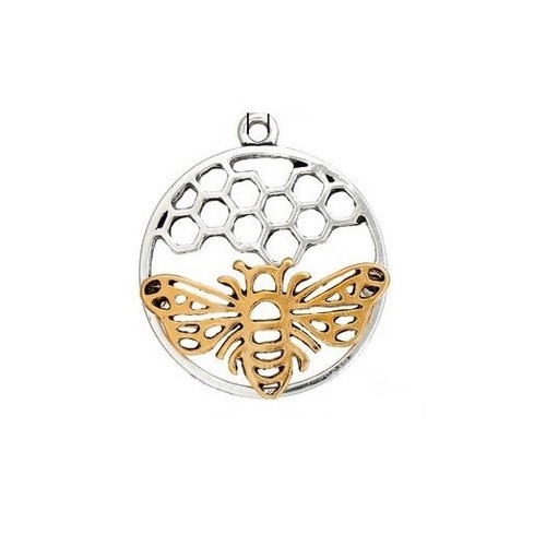 Silver gold round bee - silver/gold,