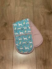 DOUBLE OVEN GLOVE Kitchen Oven Mitt Pot Holder Duck Egg White Poodles Puppies