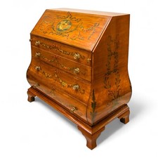 Antique Chest Of Drawers / Stunning Satinwood Painted Bureau / Writing Slope