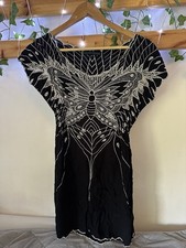 Sugarhill boutique butterfly dress vintage y2k sheer embroidered front White