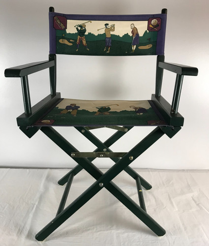 Green folding directors chair - folding,