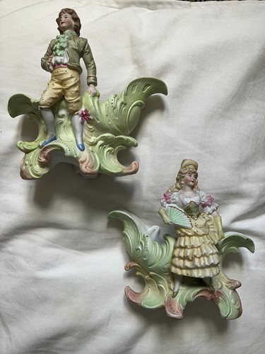 Pair vintage bisque porcelain - vintage,