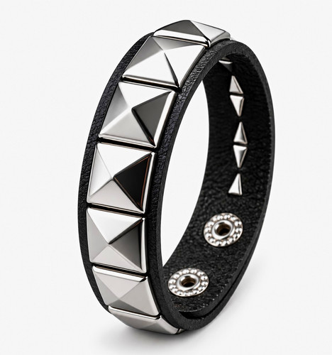 Black faux leather studded - black,