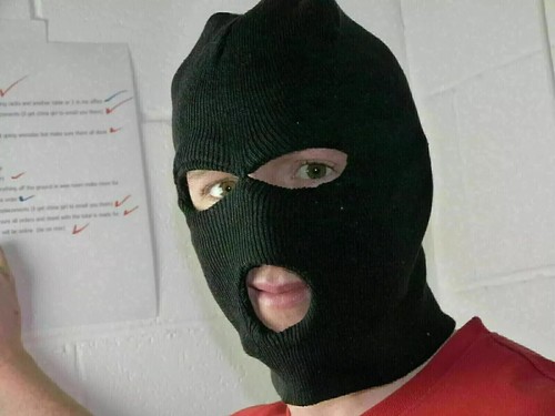 Black balaclava mask holes - black,