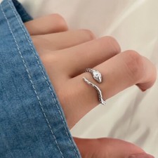 Lovely Snake Adjustable Ring 925 Sterling Silver Plated Women Girls Gift UK