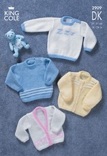 Baby Toddler Aran Knitting Pattern King Cole Cable Knit Sweaters & Jackets 2909