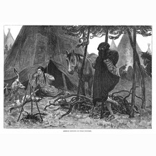 NATIVE AMERICAN INDIANS A Courtship - Antique Print 1876