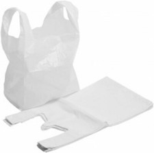 Plastic Vest Carrier Bags LARGE Strong WHITE Polythene Stalls Shop Bags 11x17x21