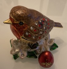 Enamelled Robin The Sacred Jewel of Nature Trinket Box Secret Egg Trinket Box
