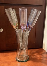 6 Hand Blown Champagne Flutes