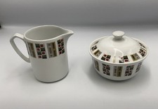 Vintage Alfred Meakin Glo-White Ironstone Random Design Milk Jug & Sugar Bowl