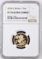 2024 Royal Mint UK Gold Proof Full Sovereign NGC PF70 Ultra Cameo