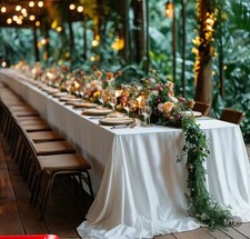 Extra Long Oversized Drapey Banquet Table Cloth White Polyester 400 x 230 cm 