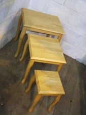 MODERN SOLID BEECH NEST OF 3 TABLES.
