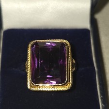 WONDERFUL VICTORIAN  EMERALD CUT AMETHYST  RING WEIGHT 11.42 GRAMS SIZE L 1/2