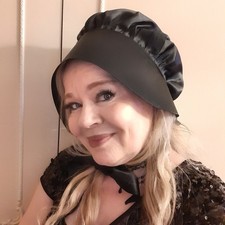 Ladies Black Satin Look Bonnet