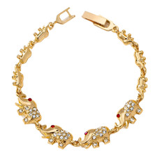 Gold elephant link bracelet - elephant,