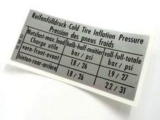 Mk1 Golf Tyre Pressure Sticker