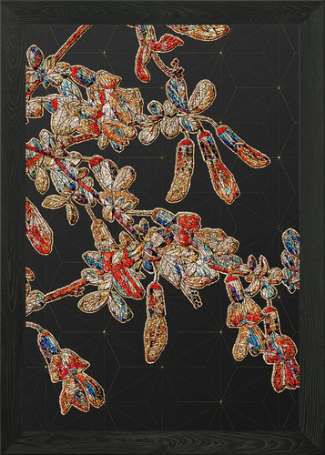 Stained glass botanical framed - stained,